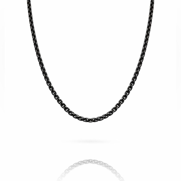 Venus and Vulcan Jewelry - 2mm | Black | Rolled Box Link Chain